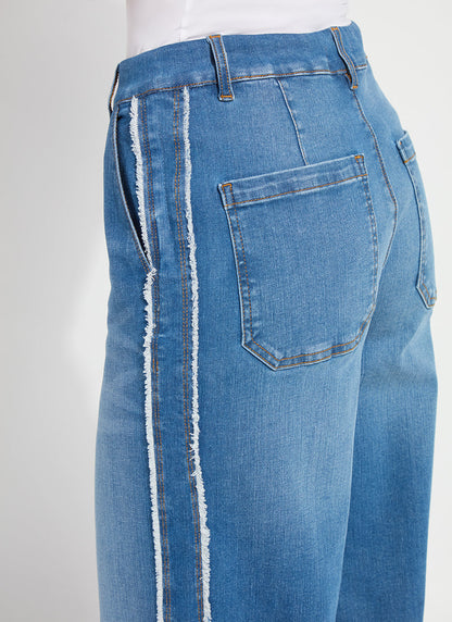 Lysse Andie Fringe Detail Premium Denim (30" Inseam) Authentic Midwash