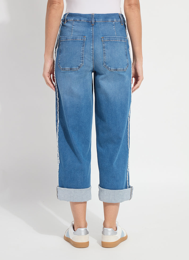Lysse Andie Fringe Detail Premium Denim (30" Inseam) Authentic Midwash