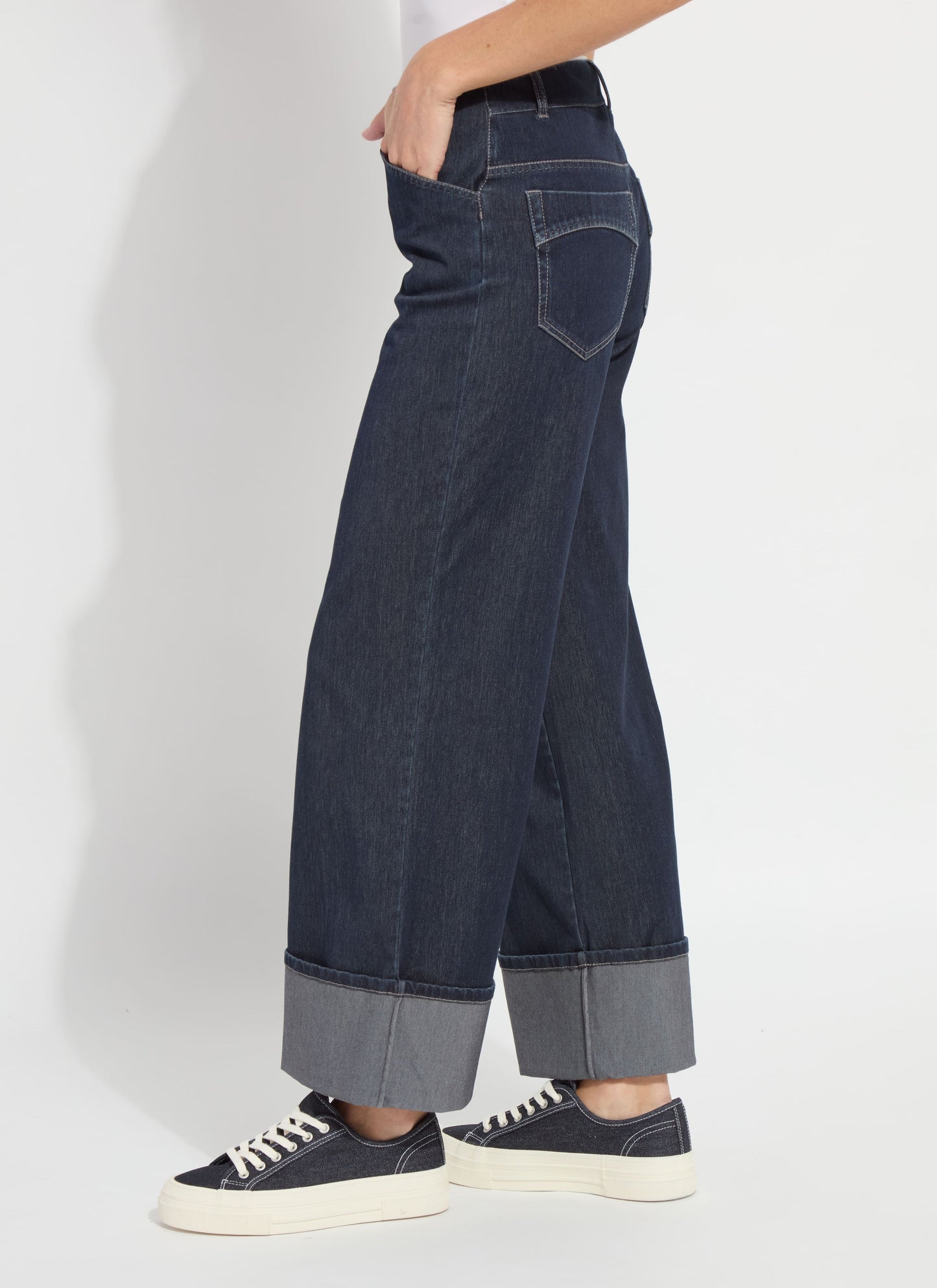 Lysse Samara Cuffed Wide Leg Denim (Inseam 28" Cuffed  Indigo