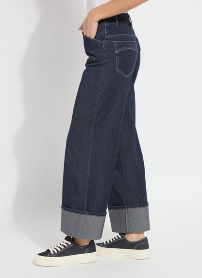 Lysse Samara Cuffed Wide Leg Denim (Inseam 28" Cuffed  Indigo