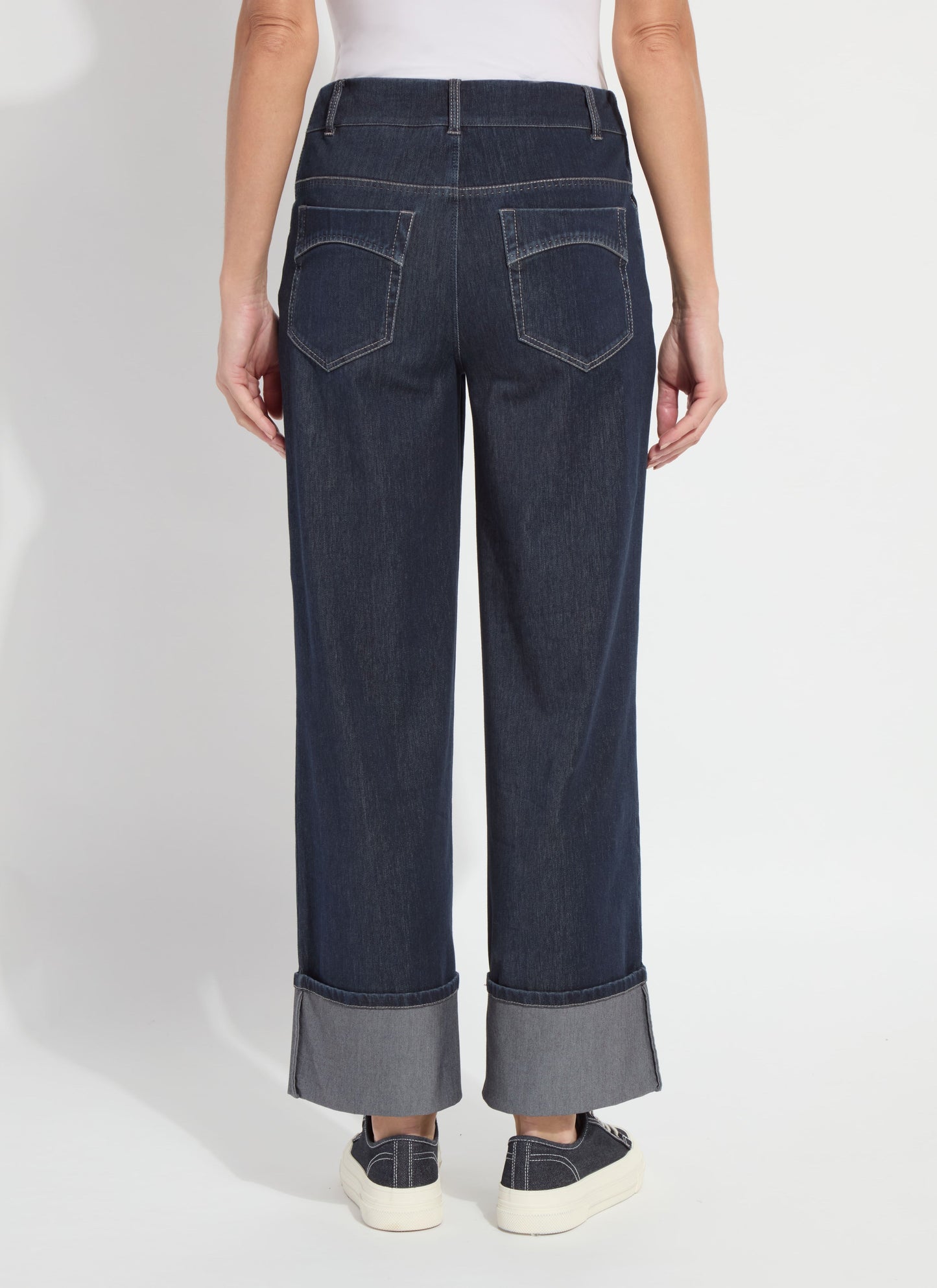 Lysse Samara Cuffed Wide Leg Denim (Inseam 28" Cuffed  Indigo