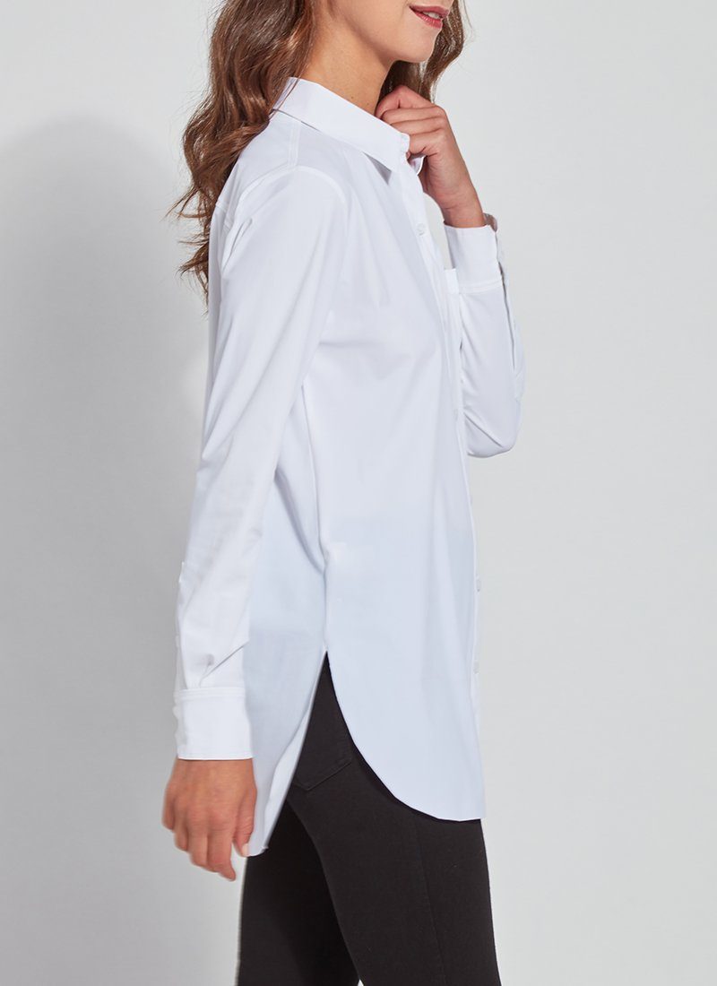 Lysse Schiffer Button Down - Long Sleeve Legging-Friendly Button Down White