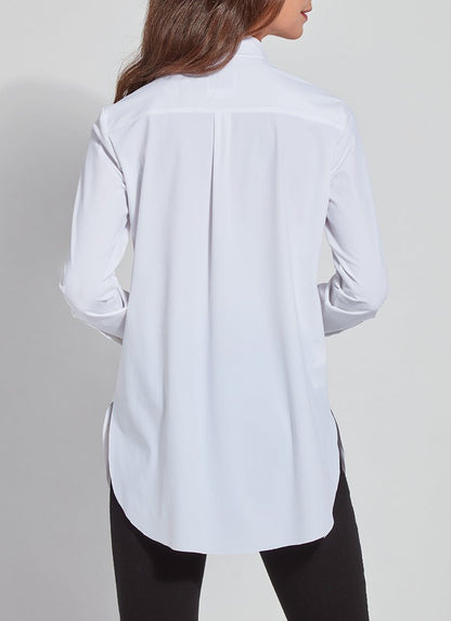 Lysse Schiffer Button Down - Long Sleeve Legging-Friendly Button Down White