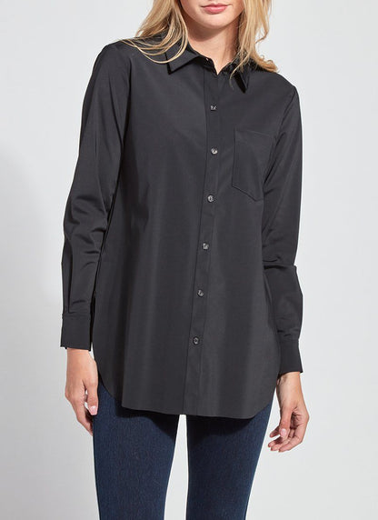 Lysse Schiffer Button Down - Long Sleeve Legging-Friendly Button Down White
