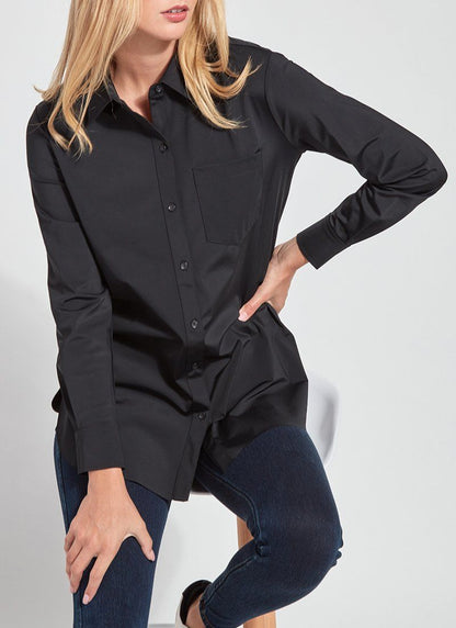 Lysse Schiffer Button Down - Long Sleeve Legging-Friendly Button Down White