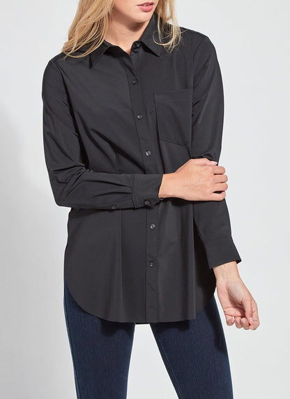 Lysse Schiffer Button Down - Long Sleeve Legging-Friendly Button Down White