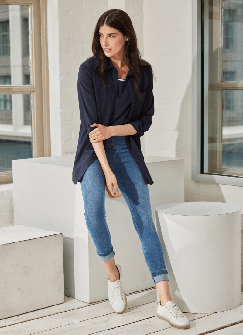 Lysse Schiffer Button Down  True Navy