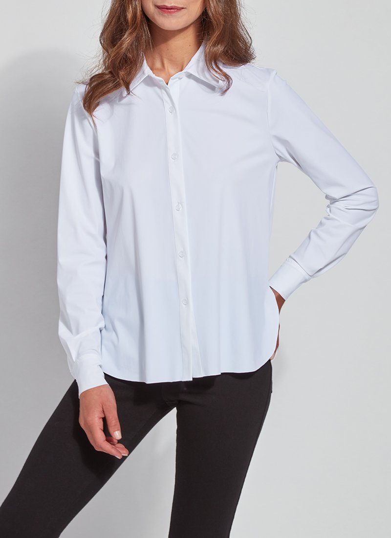 Lysse Connie Slim Button Down  White
