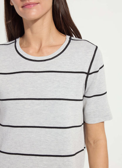 Lysse Odessa Reversible Knit Short Sleeve Tee Black/Pearl Grey Melange