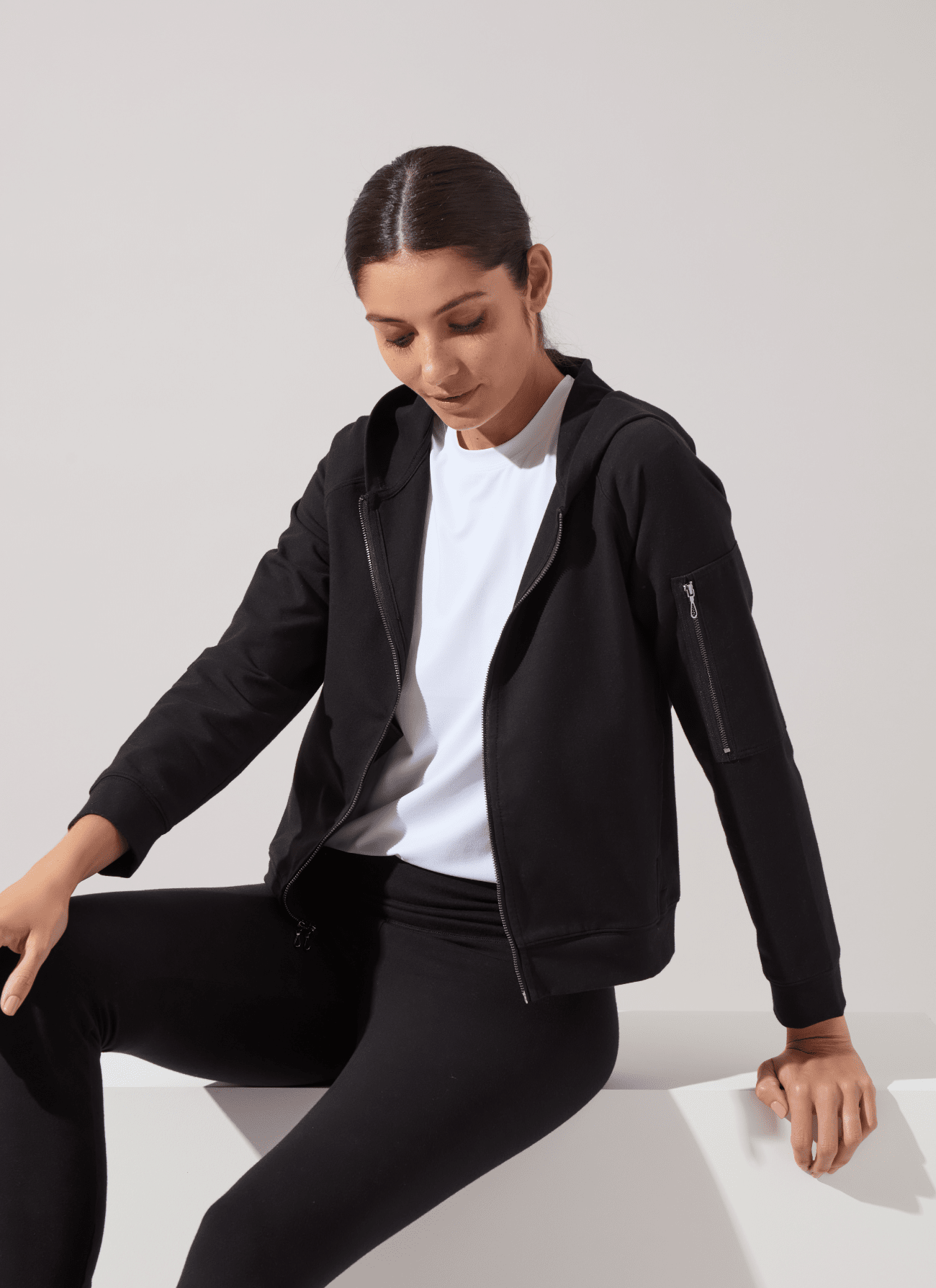 Lysse Cotton Zip Up Hoodie Sweatshirt Black