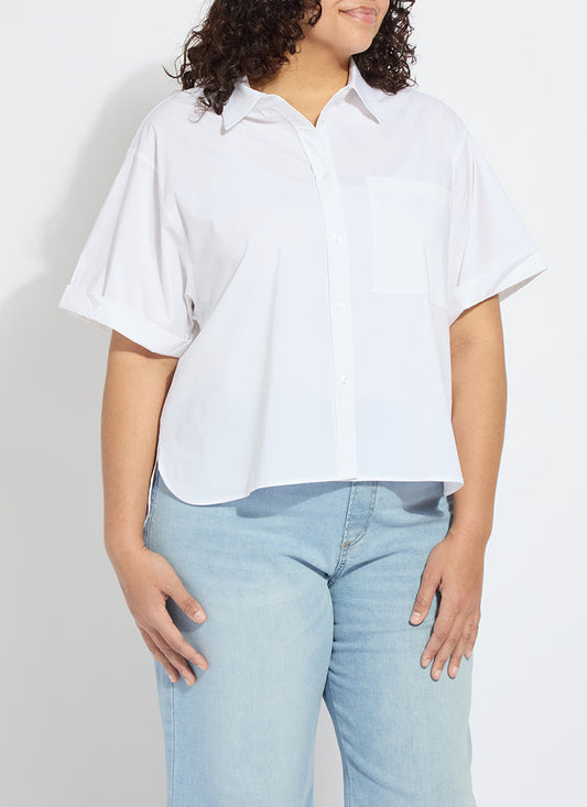Lysse Corinna Oversized Cropped Shirt Curvy White