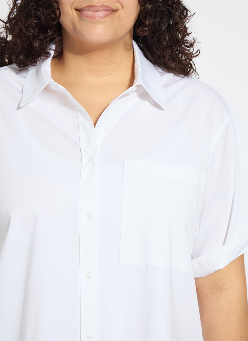 Lysse Corinna Oversized Cropped Shirt Curvy White