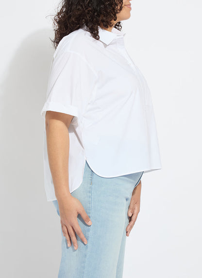 Lysse Corinna Oversized Cropped Shirt Curvy White