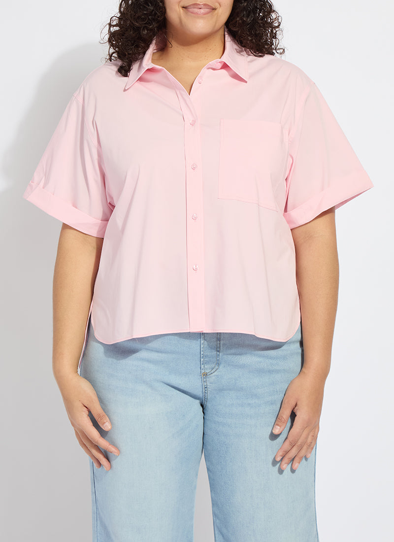 Lysse Corinna Oversized Cropped Shirt Curvy White
