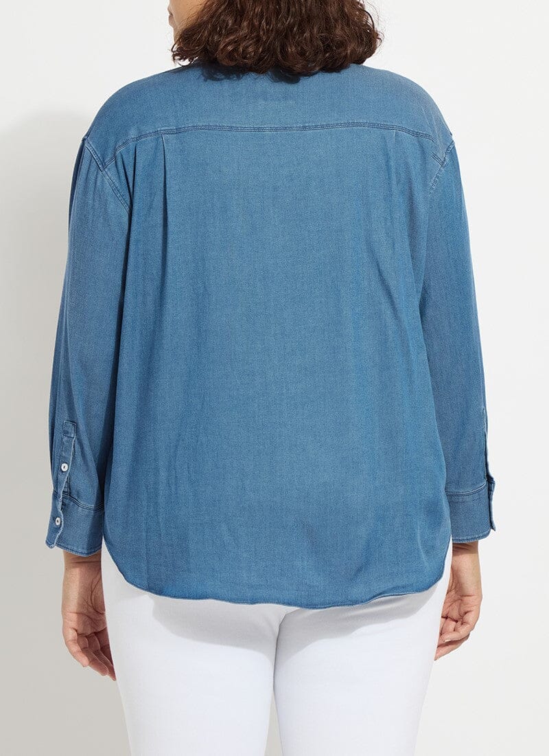 Lysse Bay Crop Chambray Shirt Curvy Mid Wash