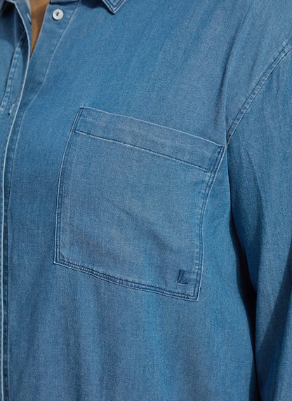 Lysse Bay Crop Chambray Shirt Curvy Mid Wash