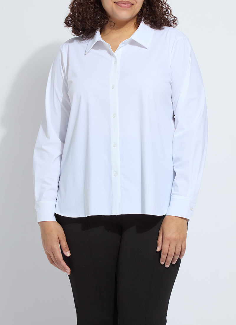 Lysse Connie Slim Button Down Curvy White