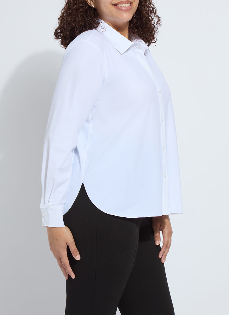 Lysse Connie Slim Button Down Curvy White
