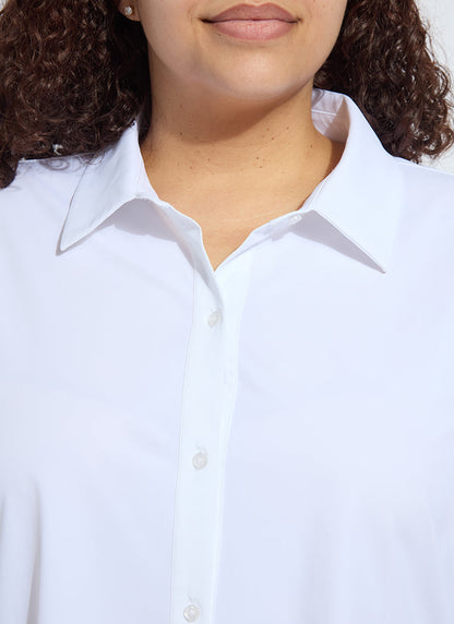Lysse Connie Slim Button Down Curvy White