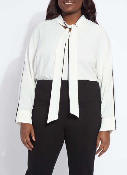 Lysse Daphne Dolman Sleeve Bow Blouse Curvy Off White
