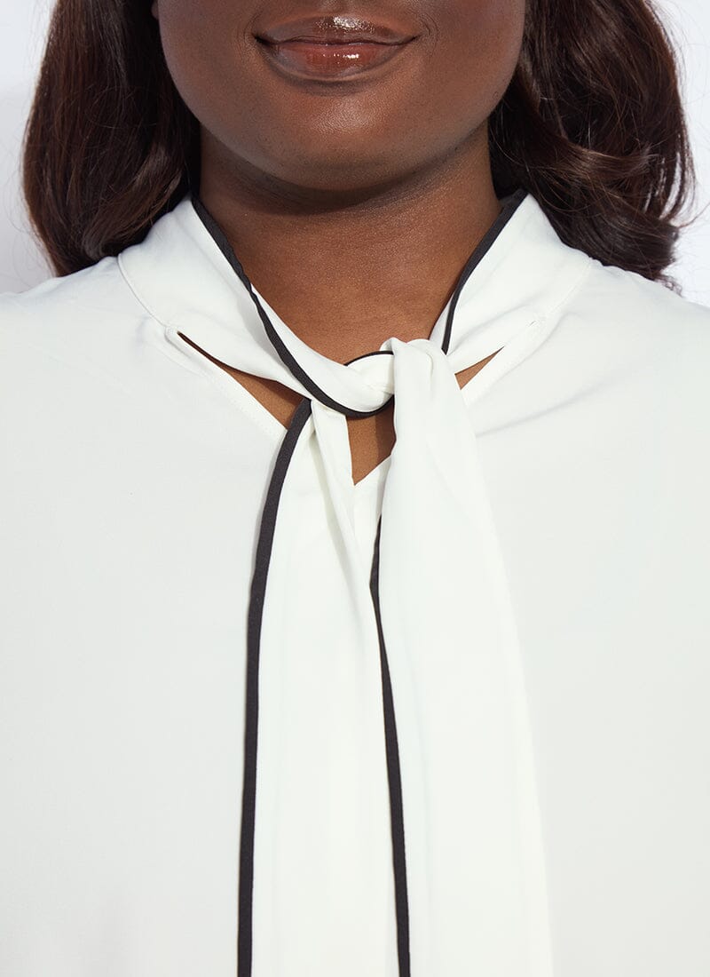 Lysse Daphne Dolman Sleeve Bow Blouse Curvy Off White