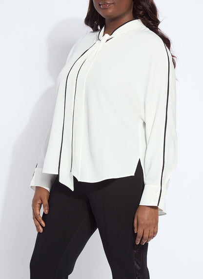 Lysse Daphne Dolman Sleeve Bow Blouse Curvy Off White