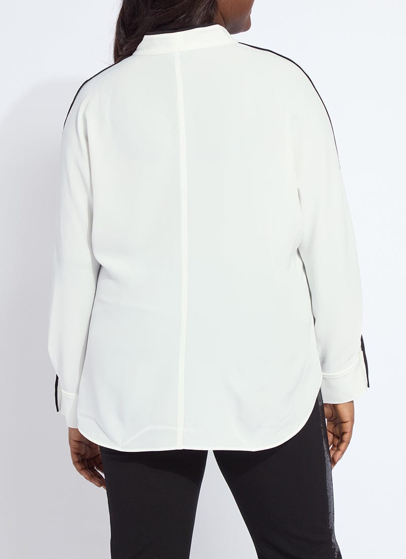 Lysse Daphne Dolman Sleeve Bow Blouse Curvy Off White