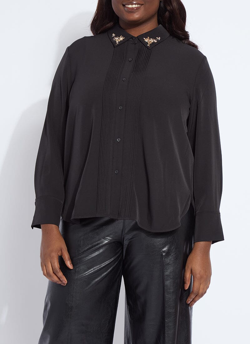 Lysse Lizeth Embellished Tuxedo Shirt Curvy Black