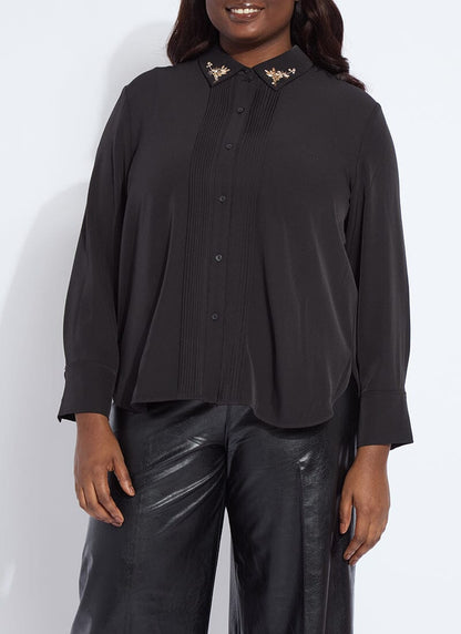 Lysse Lizeth Embellished Tuxedo Shirt Curvy Black