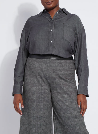 Lysse Lunette Stretch Chambray Shirt Curvy Washed Black