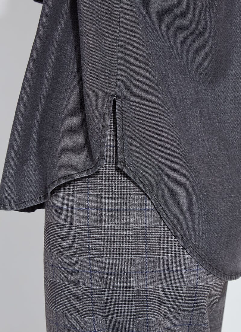 Lysse Lunette Stretch Chambray Shirt Curvy Washed Black