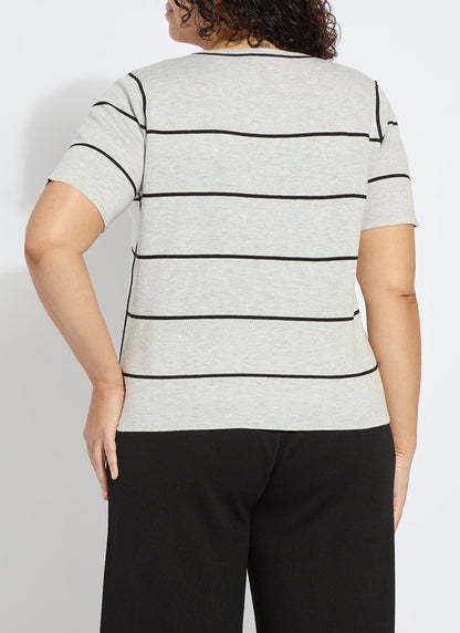 Lysse Odessa Reversible Knit Short Sleeve Tee Curvy Black/Pearl Grey Melange