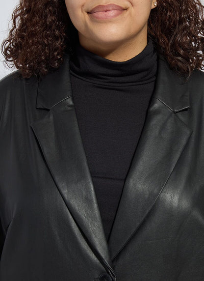 Lysse Versatile Vegan Leather Blazer Curvy Black