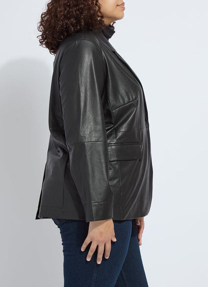 Lysse Versatile Vegan Leather Blazer Curvy Black