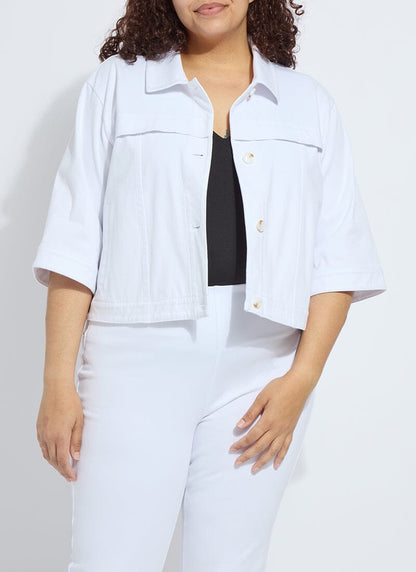 Lysse Remi 3/4 Sleeve Denim Jacket Curvy White