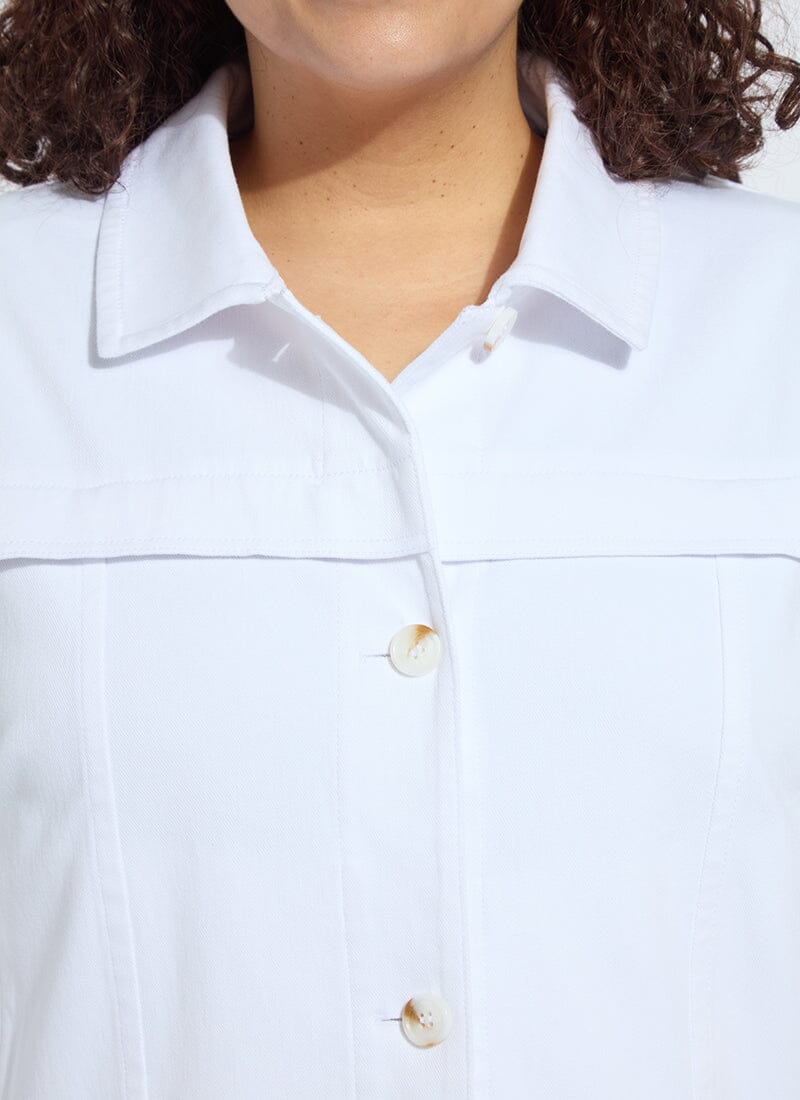 Lysse Remi 3/4 Sleeve Denim Jacket Curvy White