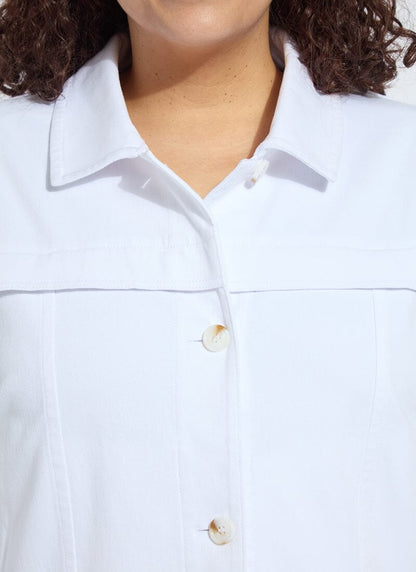 Lysse Remi 3/4 Sleeve Denim Jacket Curvy White