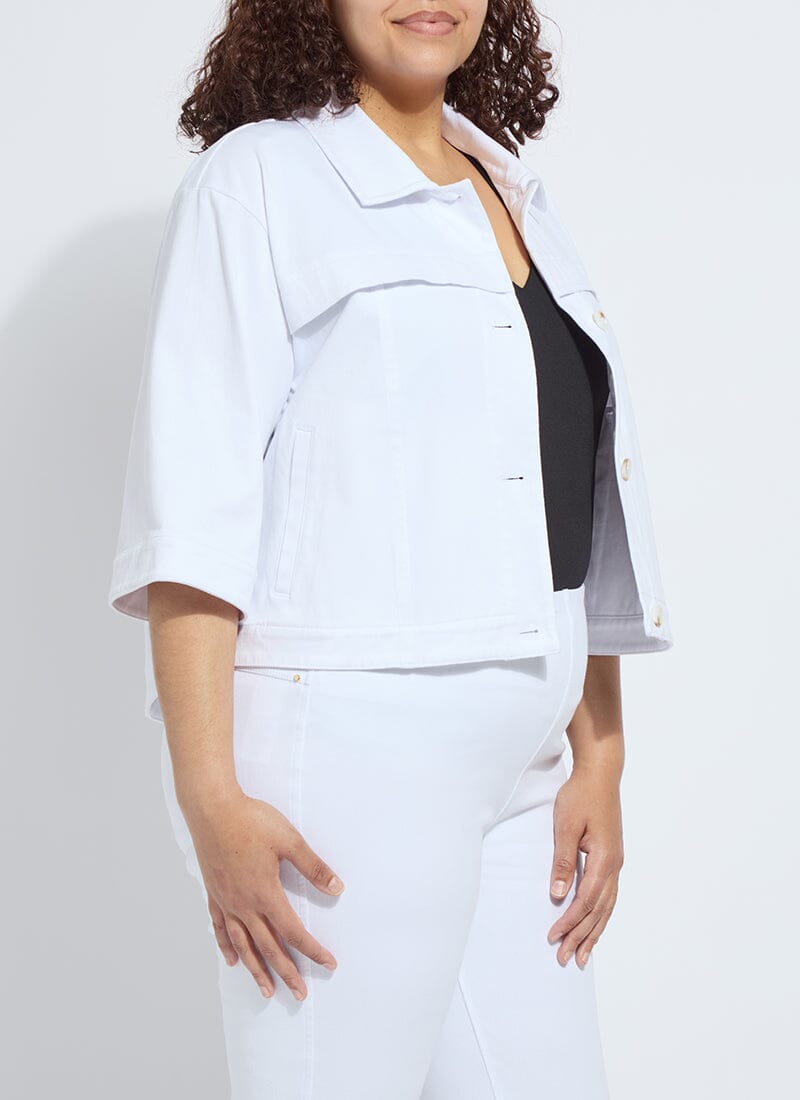 Lysse Remi 3/4 Sleeve Denim Jacket Curvy White