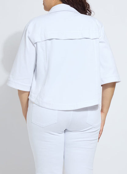 Lysse Remi 3/4 Sleeve Denim Jacket Curvy White