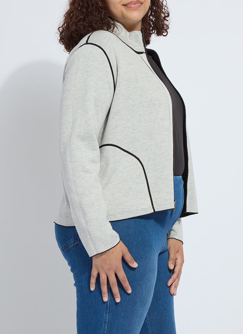 Lysse REVERSIBLE Cashmere Zip Up Cardigan Curvy Black/Pearl Grey Melange
