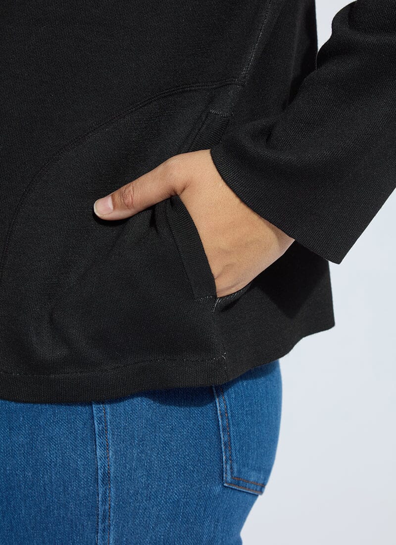 Lysse REVERSIBLE Cashmere Zip Up Cardigan Curvy Black/Pearl Grey Melange