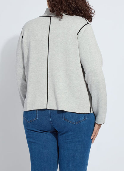 Lysse REVERSIBLE Cashmere Zip Up Cardigan Curvy Black/Pearl Grey Melange