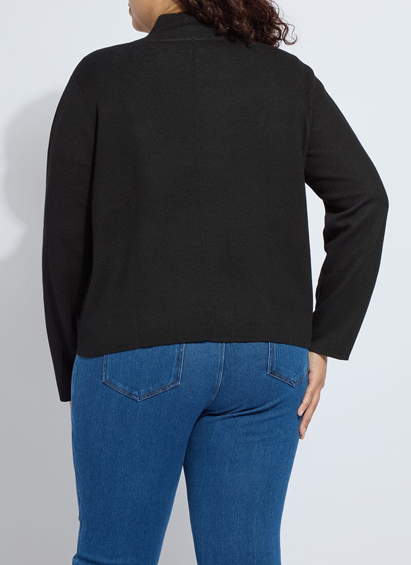 Lysse REVERSIBLE Cashmere Zip Up Cardigan Curvy Black/Pearl Grey Melange