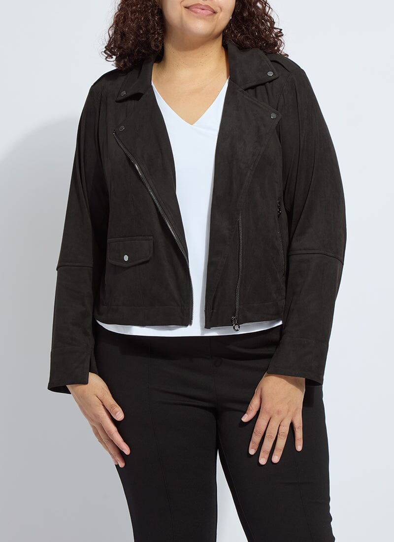 Lysse Amelia Moto Vegan Suede Jacket Curvy Black