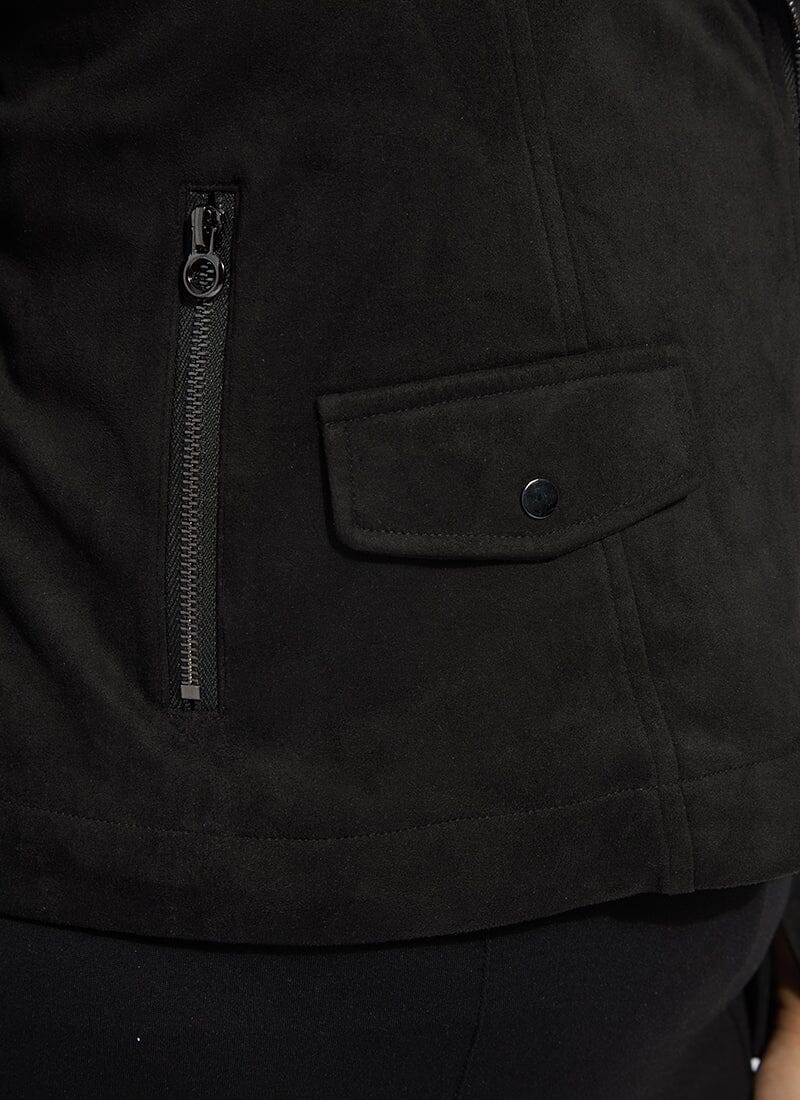 Lysse Amelia Moto Vegan Suede Jacket Curvy Black