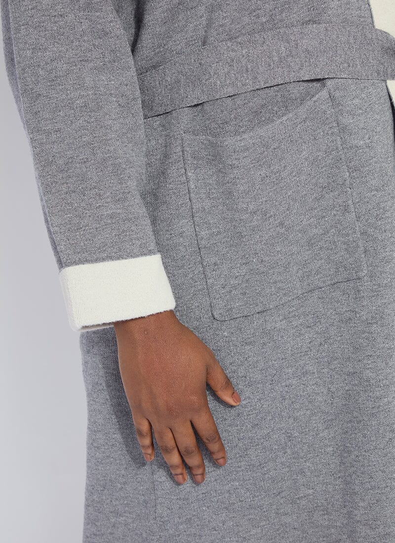 Lysse Juliette Fringed Sweater Coat Curvy Grey Melange/Light Pewter