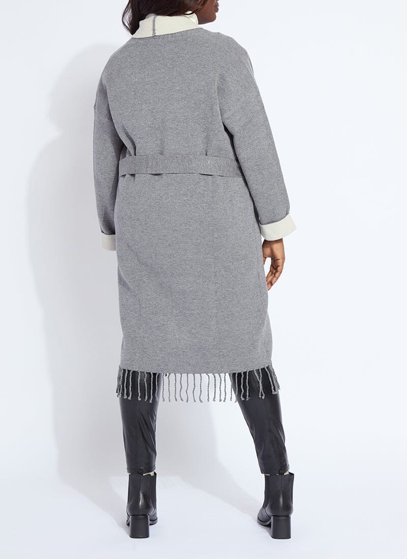 Lysse Juliette Fringed Sweater Coat Curvy Grey Melange/Light Pewter