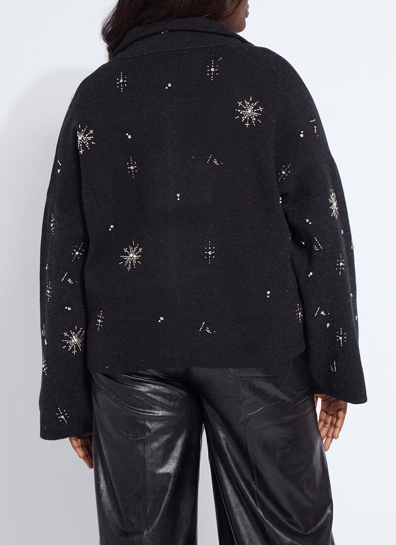 Lysse Scottie Embellished Knit Jacket Curvy Charcoal/Light Pewter