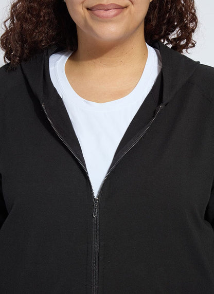 Lysse Cotton Zip Up Hoodie Sweatshirt Curvy Black