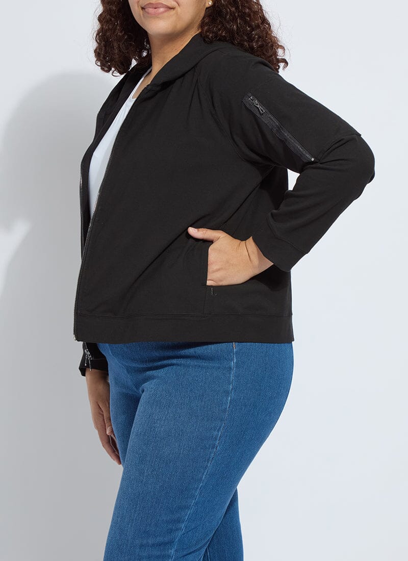 Lysse Cotton Zip Up Hoodie Sweatshirt Curvy Black